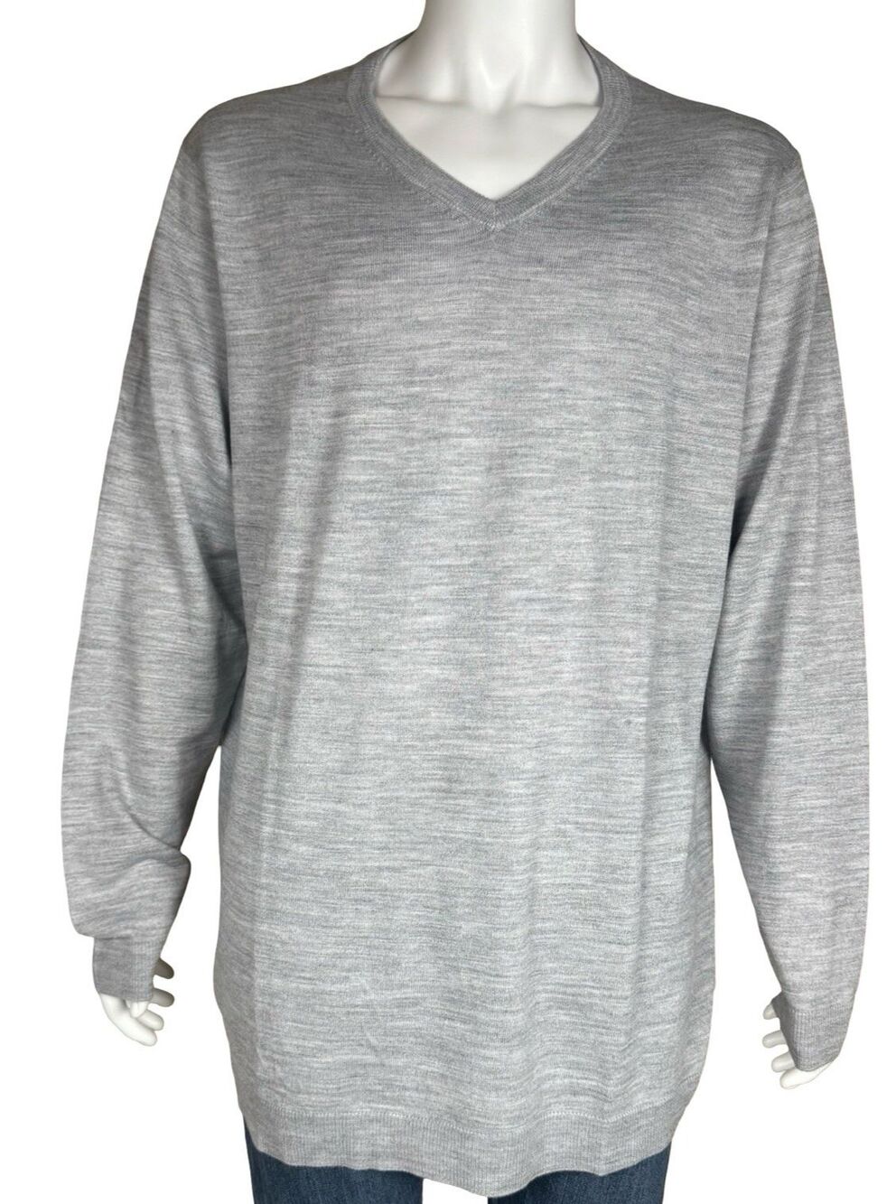 Apt 9 Mens 3XB 3XL Sweater Merino Wool Blend V-Neck Modern Luxe Gray Big & Tall